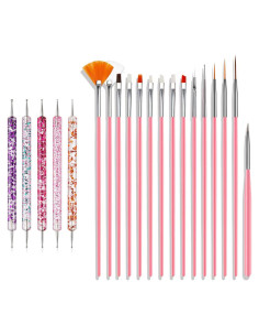 Juego de Pinceles para Arte de Uñas ZEOHBETY 20 Piezas Rosa