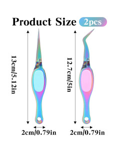 Juego de Pinzas de Precisión Ymapinc 2 Piezas Acero Inoxidable 2