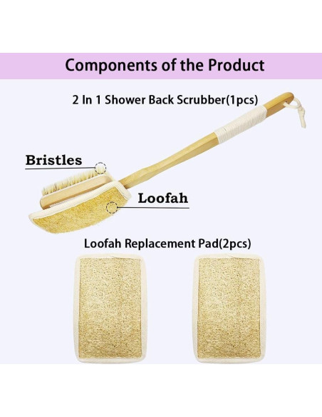 Cepillo de Ducha 2 en 1 SHENGZHENFUSHI con Lufa y Cerda