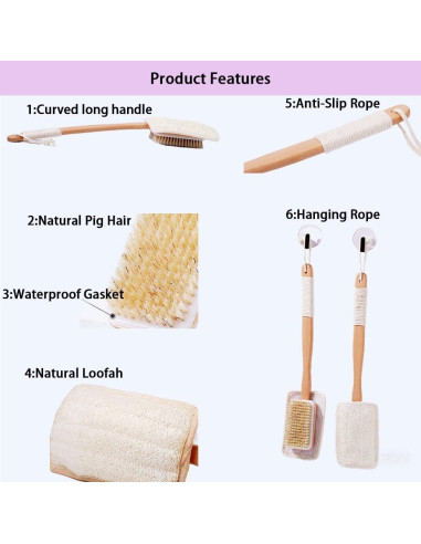 Cepillo de Ducha 2 en 1 SHENGZHENFUSHI con Lufa y Cerda
