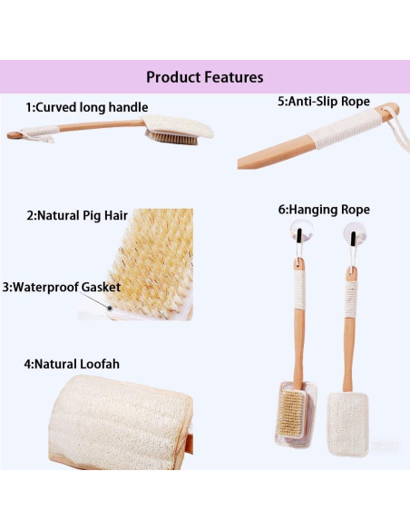 Cepillo de Ducha 2 en 1 SHENGZHENFUSHI con Lufa y Cerda
