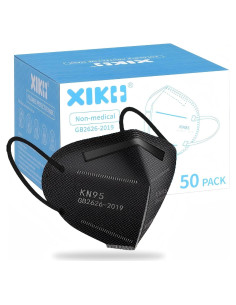 Mascarillas KN95 XIKII Negras 50 Pcs 5 Capas Filtrado 98%