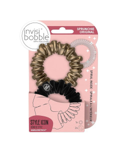 Invisibobble Sprunchie Slim Anillo para Cabello Negro y Dorado