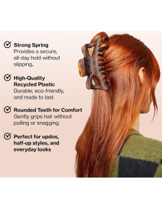 Set de 3 Clips de Garra Kitsch de Plástico Reciclado - Negro y Tortuga 2