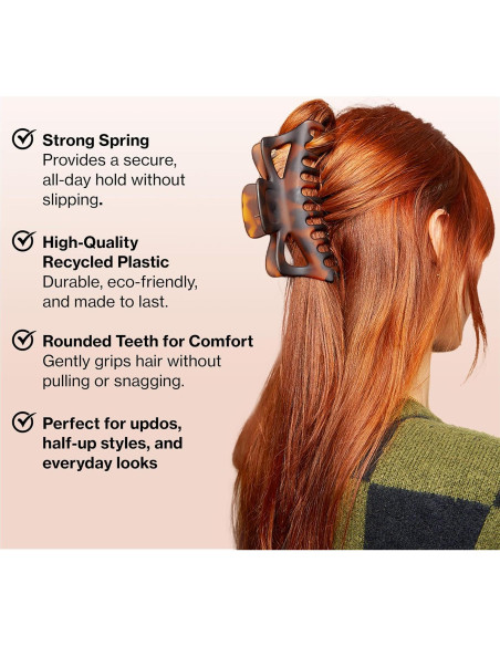 Set de 3 Clips de Garra Kitsch de Plástico Reciclado - Negro y Tortuga