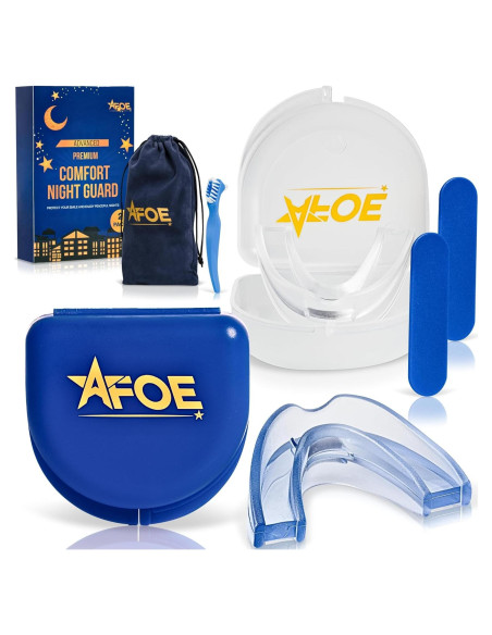 Protectores Nocturnos AFOE para Bruxismo - Doble Moldeo, 2 Unidades