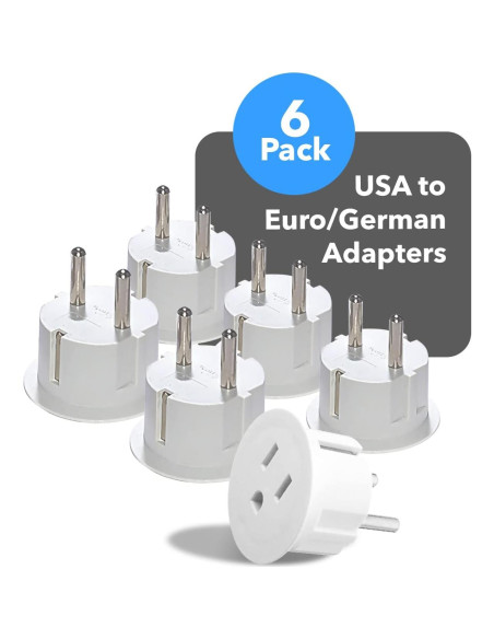 Adaptador de Enchufe Americano a Europeo OREI - Paquete de 6