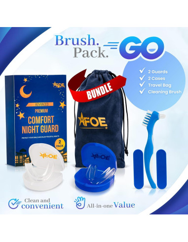Protectores Nocturnos AFOE para Bruxismo - Doble Moldeo, 2 Unidades