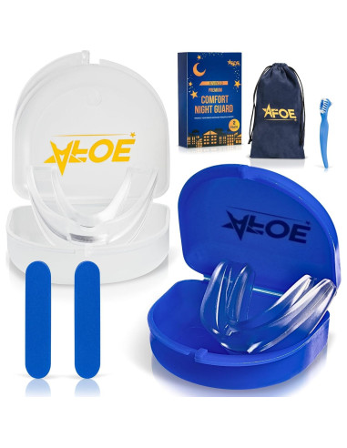 Protectores Nocturnos AFOE para Bruxismo - Doble Moldeo, 2 Unidades