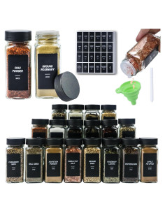24 Tarros de Especias JARXSUN Cuadrados 480ml con Etiquetas