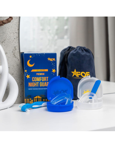 Protectores Nocturnos AFOE para Bruxismo - Doble Moldeo, 2 Unidades
