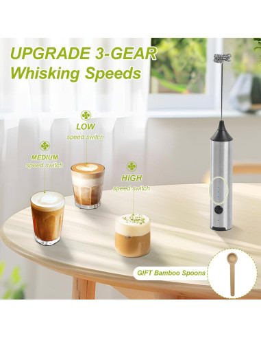 Espumador de Leche Eléctrico LetStay con Cucharita - 3 Velocidades