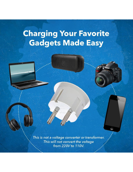 Adaptador de Enchufe Americano a Europeo OREI - Paquete de 6