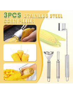Juego de 3 Peladores de Maíz Zyluria de Acero Inoxidable 2
