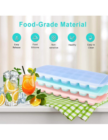 Bandeja de Hielo de Silicona Fuukou - 3 Piezas, 63 Cubos