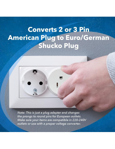 Adaptador de Enchufe Americano a Europeo OREI - Paquete de 6