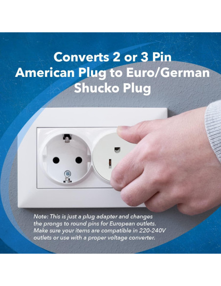 Adaptador de Enchufe Americano a Europeo OREI - Paquete de 6