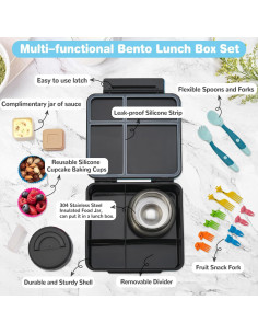 Caja de Almuerzo Bento BABHAMNESS con Termo Aislado 1600 ml 2