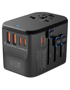 Adaptador de Viaje Universal MINGTONG 65W 6 en 1 Carga Rápida