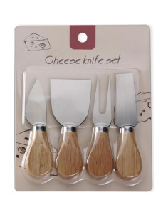 Juego de 4 Cuchillos para Queso Linwnil con Mango de Madera 2