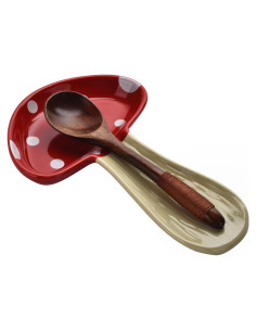 Soporte de Cuchara de Cerámica Rojo BUYNEED en Forma de Hongo