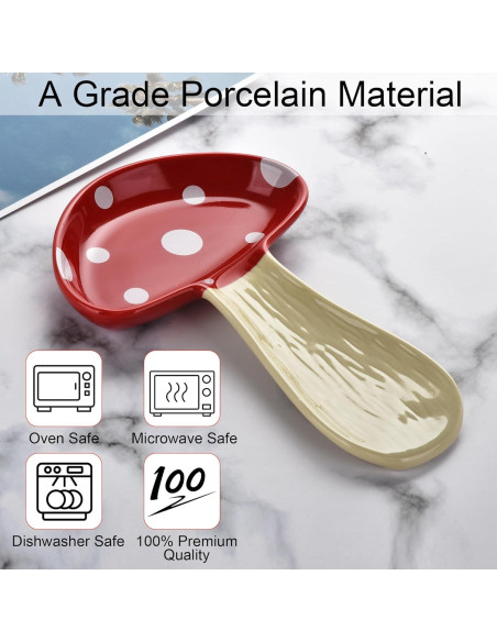 Soporte de Cuchara de Cerámica Rojo BUYNEED en Forma de Hongo