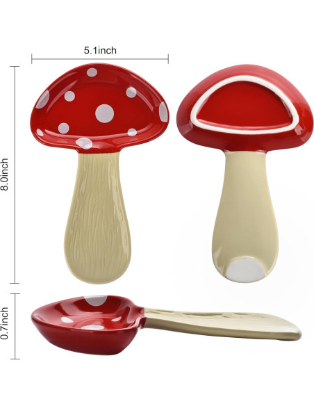 Soporte de Cuchara de Cerámica Rojo BUYNEED en Forma de Hongo