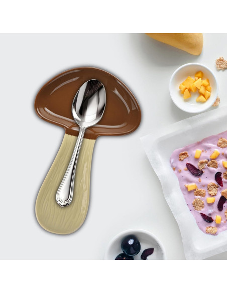 Soporte de Cuchara de Cerámica Rojo BUYNEED en Forma de Hongo