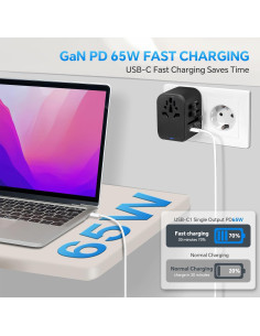 Adaptador de Viaje Universal MINGTONG 65W 6 en 1 Carga Rápida 2