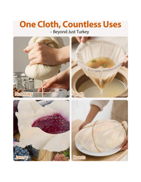 Tela de Queso Reutilizable para Pavo Hdnbsp 89x89cm con Cintas