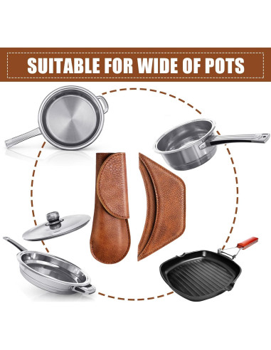 Soportes de Mango de Cuero PU Saintrygo 6 Piezas Antideslizantes