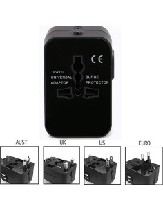 Adaptador de Viaje Universal Vishui Todo en Uno con USB 2
