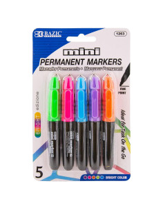 Marcadores Permanentes BAZIC Punta Fina Multicolor 6 Unidades