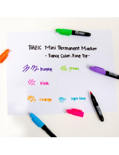 Marcadores Permanentes BAZIC Punta Fina Multicolor 6 Unidades 2