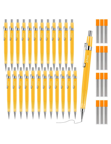 Juego de 24 Lápices Mecánicos Gueevin 0.9mm Amarillo