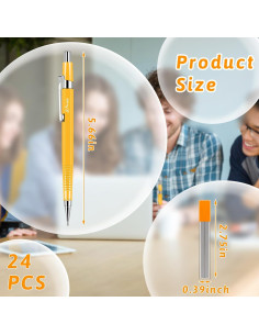 Juego de 24 Lápices Mecánicos Gueevin 0.9mm Amarillo 2