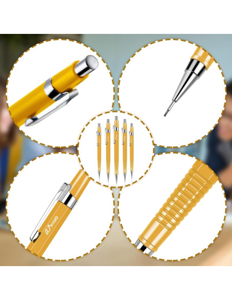 Juego de 24 Lápices Mecánicos Gueevin 0.9mm Amarillo