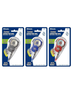Cinta Correctora Jumbo BAZIC 5mm x 1000mm Paquete de 3