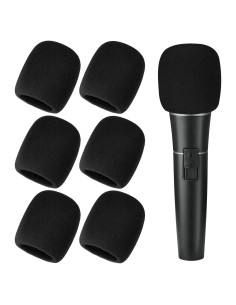 6 Fundas de Espuma Antiviento para Micrófono Negro