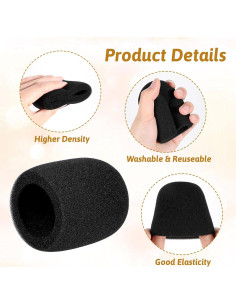 6 Fundas de Espuma Antiviento para Micrófono Negro 2