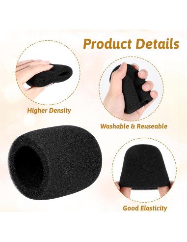 6 Fundas de Espuma Antiviento para Micrófono Negro