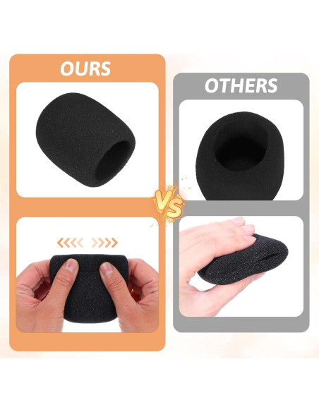 6 Fundas de Espuma Antiviento para Micrófono Negro