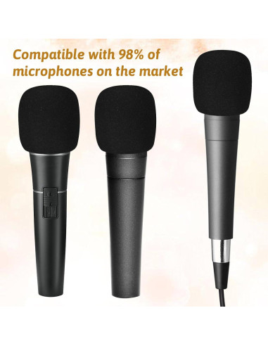 6 Fundas de Espuma Antiviento para Micrófono Negro