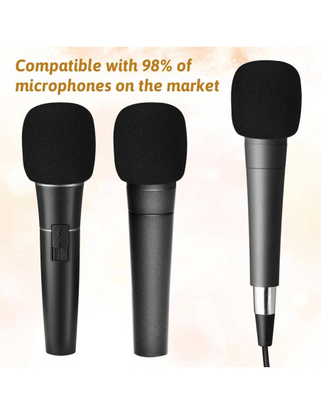 6 Fundas de Espuma Antiviento para Micrófono Negro