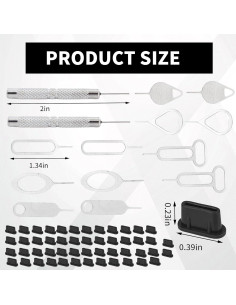 16 Piezas Herramienta Extracción SIM Xorim + 50 Tapones Polvo 2