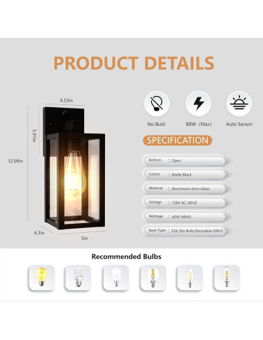 Luz de Sensor de Movimiento Kainozoic 802 Exterior 12.7x15.5cm