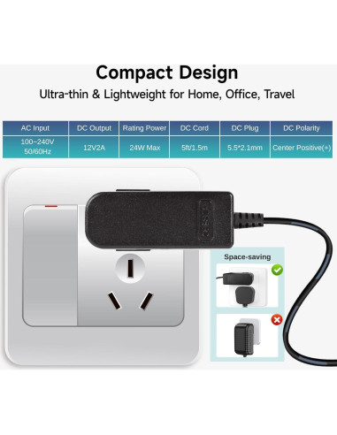 Adaptador de corriente 12V 2A UL - 5 unidades para LED