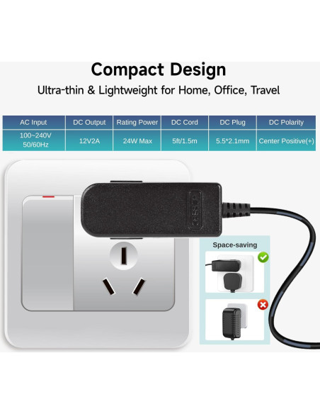 Adaptador de corriente 12V 2A UL - 5 unidades para LED