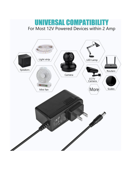 Adaptador de corriente 12V 2A UL - 5 unidades para LED