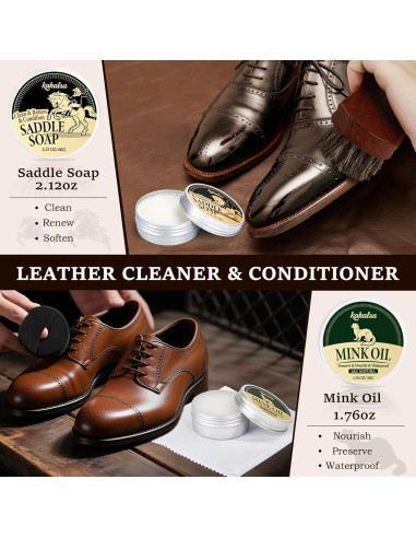 Kit de Brillo para Zapatos 15 Piezas - Limpiador y Acondicionador de Cuero